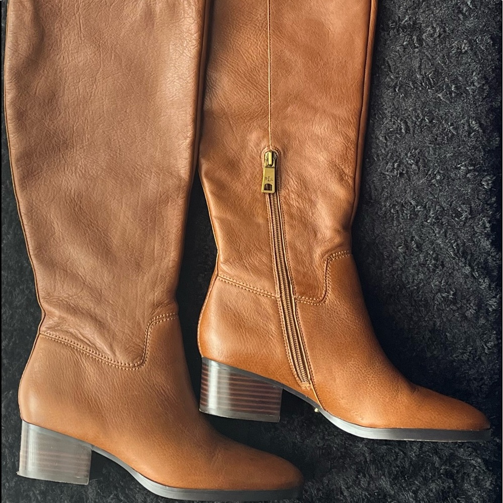 Brown Leather Ralph Lauren Knee-High Boots / Make Me An Offer!